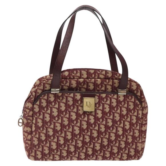 DIOR Trotter Canvas Hand Bag Red Gold - Picture 2 of 12